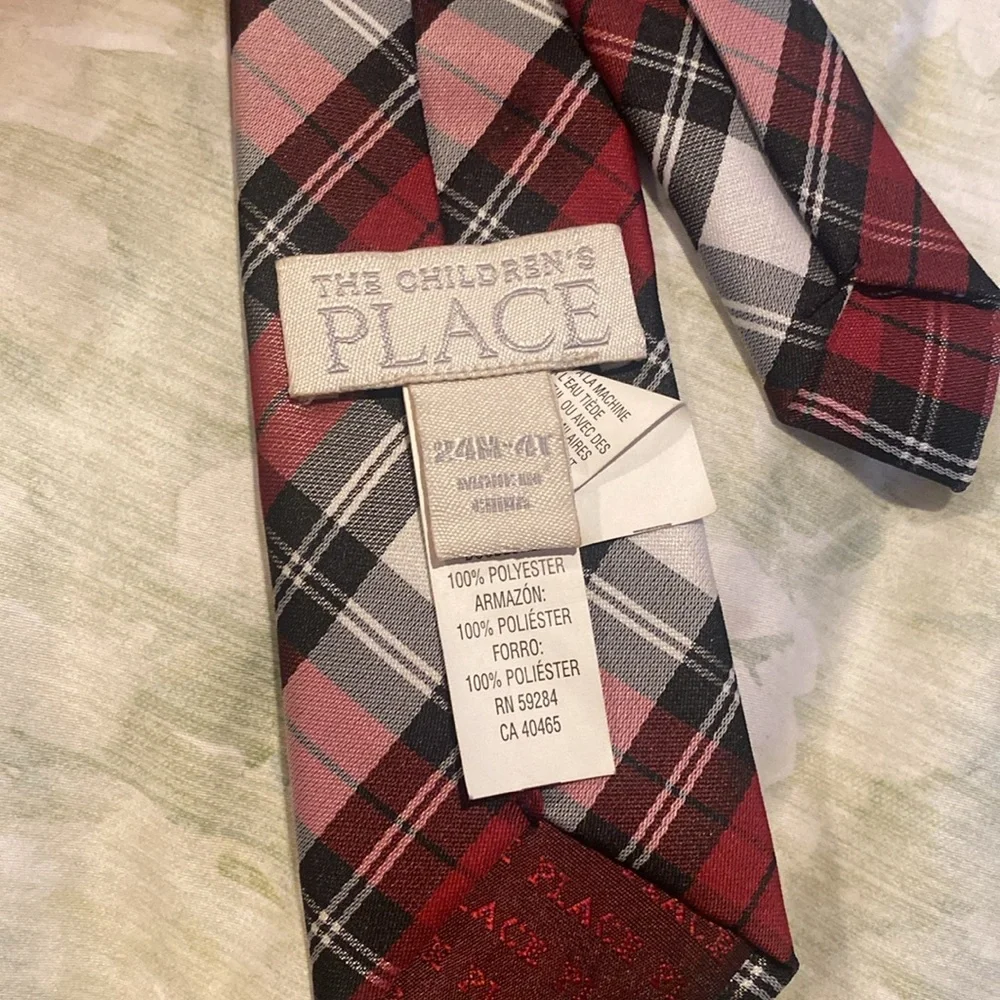 Boy’s Children’s Place Classic Red and Gray Plaid Tie